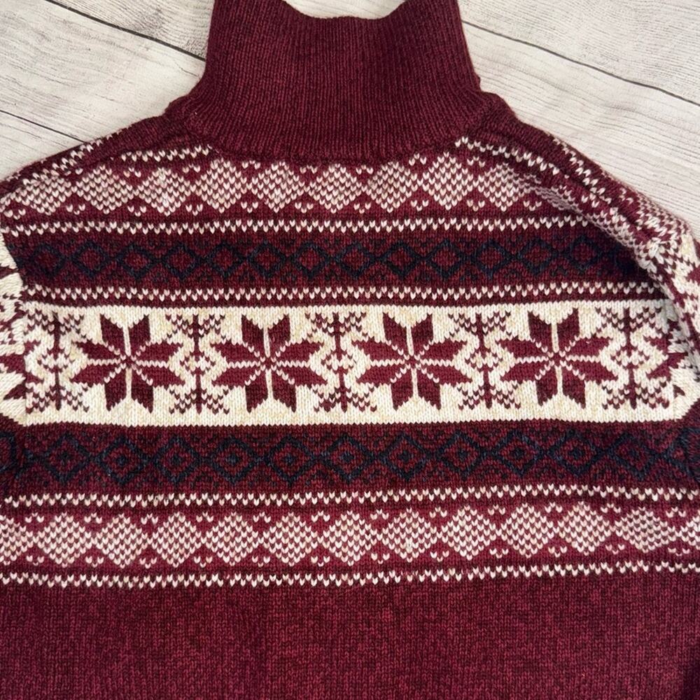 VINTAGE Men's Deep Red and White Arctic Full Zip Sweater Size Small - Picture 7 of 7